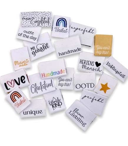 Confezione Da 13 Etichette Per Cucito Fai Da Te – Made With Love, Handmade Con Amore