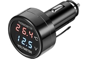 ATEC BY CARBONI CHRISTIAN ATEC - Multimetro per Presa Accendisigari Ideale per Auto, Moto, Barche e Camion (2 in 1 Volt/Temp)