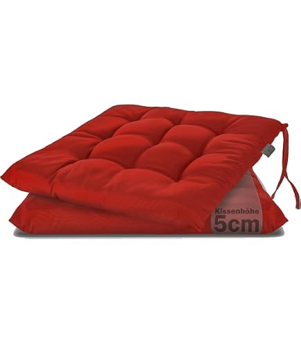 Morbuy Samt Sitzkissen 2er-Set – 40x40 Cm, 7 Cm Dick, Mit Bändern, Für Stühle Drinnen & Draußen (Rosa)