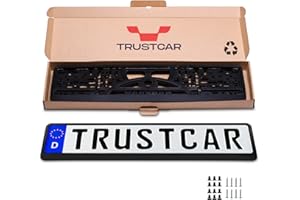 TRUSTCAR-2-STK-Kennzeichenhalter – Schwarz Nummernschildhalter für die EU – Zuverlässiger Halt (520 mm x 110 mm) – Kfz-Kennzeichenhalter – Halter für Kennzeichen/Nummernschild