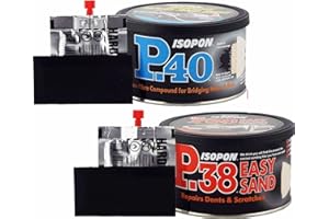 U-POL David's Isopon P38 Multi-Purpose Easy Sand Polyester Body Filler & Davids Isopon P40 Glass Fibre Repair Paste 2K Polyester Bridging 2x 250ml Pack
