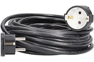 as - Schwabe alargador de Cables 10 m H05VV-F 3G1,5 con Enchufe Plano - Cable de extensión 230 V / 16 A / 3.500 W - Conector Plano - protección contra cuerpos extraños IP20 - Negro, 51022