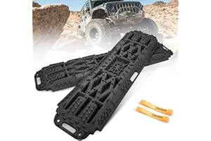 BUNKER INDUST Offroad Traction Boards with Jack Lift Base, Mud Sand Tracks Snow Tire Traction Mat Recovery Ramp for 4X4 Jeep Truck SUV ATV UTV Pair Black Traction Pads