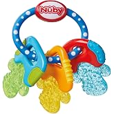 Nuby IcyBite Teething Keys with PureIce Gel, from 3 Months | Refrigerator friendly baby teething teether with multiple surfac