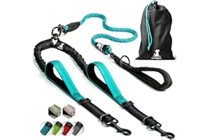 SparklyPets Laisse Double pour 2 Chiens de Moyenne et Grande Taille – Double Laisse Anti Traction pour Chien Antidérapante à Bandes Réfléchissantes – Accessoire Chien Solide pour Promenade et Balade