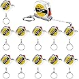KASTWAVE Tape Measure Keychains, 12 Pcs 1.57 Inch Mini Tape Measure Keychain Functional Small Pocket Retractable Measuring Tape with Stable Slide Lock