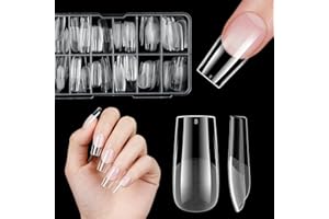 Venares tipsy do paznokci żelowych, 120 sztuk, akrylowe, sztuczne paznokcie, 12 rozmiarów, kwadratowe tipsy do paznokci, pełne pokrycie, sztuczne paznokcie do naklejania, miękki żel do tipsów