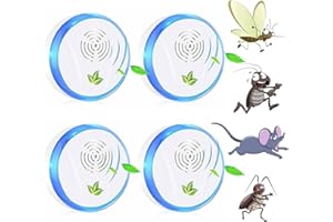 YOUKK Antizanzare Ultrasuoni,2024 Repellente per Zanzare,Topi,Formiche,Mosche, Ragni,Scarafaggi-100% Professionale ed Efficace, Repellente ad Ultrasuoni Elettromagnetico Efficace(Pacchetto di 4)