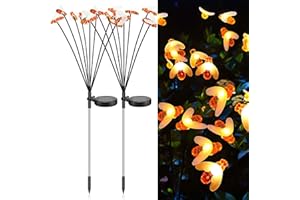 AGOTD Zewnętrzne światła słoneczne ogród 2 szt. Zewnętrzne lampy słoneczne LED z 8 diod LED, IP65 Wodoodporny ogród energia słoneczna, ciepły biały