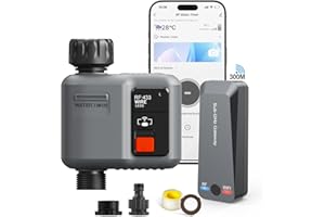 johgee Programador de Riego WiFi con Gateway Tecnología RF 300M, Temporizador Riego Automático para Riego de Jardín Compatible con La Aplicación Alexa y Smart Life