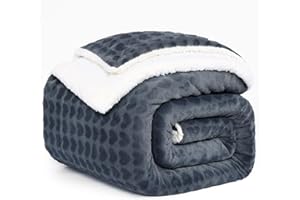 PANXHOME Sherpa koc 160 x 200 cm, unikalny w kształcie serca, żakardowy welur mleczny, przytulny, gruby koc, ciepły koc na sofę, koc na kanapę, ciemnoszary