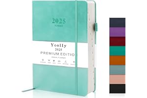 Yoolly 2025 Diary Planner, 2025 Diary A5 Page A Day, Thick Pages Notebook, Year Daily Calendar Planner, Complete Business Planner, Agenda and Journal Organiser (Light Green)