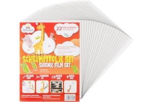 Tritart - Schrumpffolie I 22 Schrumpffolien I Schrumpffolie zum Basteln für Kinder & Erwachsene I Schrumpffolie bedruckbar I Schrumpffolie transparent I Schrumpffolie basteln I DIN A4