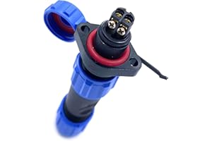 BAYZCONN Connettore Spina aeronautica SP13 Spina aeronautica flangiata a 2 fori a 2 pin senza saldatura IP68 Spina aeronautica impermeabile e antipolvere 250 V 13 A (cavo a crimpare a vite 14AWG)