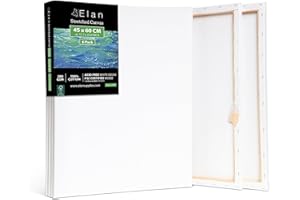 Elan Lienzos Preestirados 45x60, 6-PACK 100% Algodón Lienzos para Pintar Rectangular, Canvas para Pintar 280GSM, Lienzo 45x60, Painting Canvas