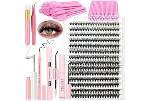 DNSGOOR Kit de Expansión de Pestañas DIY 280 Pcs 9-16mm de Longitud 40D Grupo de Pestañas Individuale Unido y Sellador Removedor de Pegament Delineador Ocular Rímel Pinzas
