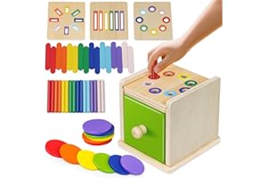 Haozozo Jouet Montessori 1 2 3 Ans, 3 en 1 Jouet Enfant 1-3 Ans Jeux Montessori pour Bebe 1-3 Ans Jouets d'Activité et de Développement en Bois