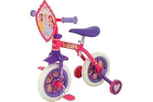 Disney Princess 2-In-1 Training Toddler Bike - Convertible Training & Balance Bike for 2+ Years Girls & Boys with Removable Pedals & Stabilisers - Adjustable 10 Inches Bikes for Kids