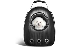 Ducomi Lightyear - Zaino Rigido con Oblò per Gatti e Cani - Massimo Confort e Stabilità Durante Passeggiate e Trasporti in Aereo - 44 x 30 x 25 cm (Black)