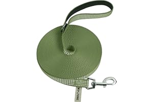 Wolfone Long Line Dog Lead with Padded Handle Army Green 5m Reflective Extra-long Training Leads for Dogs Outside