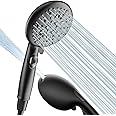 Cobbe Shower Head and Hose Set, 9 Spray Modes Shower Head with Stop Button, Universal Bathroom Shower Head with Power Jet,Large Powerful Showerhead Black