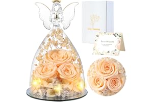 FRFG Ewige Rose Engel Geschenke für Frauen, Engel Figur Geschenke für Mama, Muttertagsgeschenk, Muttertagsgeschenke für Mama, Geburtstagsgeschenk für Frauen Mutter Oma Geschenk (Hellgelb)