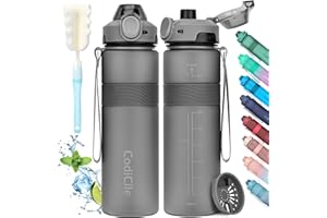CodiCile Trinkflasche, BPA-frei, 1 Liter Trinkflasche Sport Auslaufsichere, Große Wasserflasche 1L Ideal für Fitnessstudio, Schule, Büro und Reisen (Dunkelgrau)