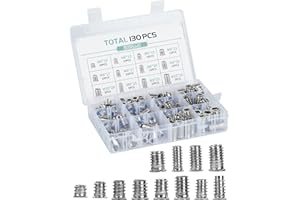 SOSALUK 130PCS Insert Fileté Bois M6/M8/M10 Insert Fileté Écrou Hexagonal en Acier au Carbone Douille Filetée Vis à Tête Insert bois pour Chaises Meubles Lits