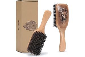 BESTOOL Szczotka do włosów ze 100% włosia świńskiego do cienkich, cienkich i średnich włosów Premium szczotka do brody z włosiem świńskim, wyjątkowo zaprojektowana, aby poprawić teksturę