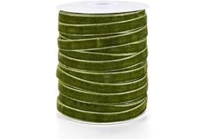 PH PANDAHALL Pandahall Rouleau de ruban en velours de 45,7 m x 0,95 cm sur une face - Décoration en dentelle pour emballage cadeau, nœuds pour cheveux, fabrication de pinces à cheveux, couleur vert olive foncé