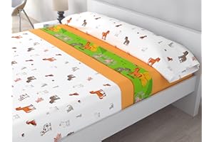 HM'S HOME'SECRET Juego de sábanas Infantiles Verano de Microfibra Transpirable Mod. Granja (Cama de 90 cm (90_x_190/200 cm))