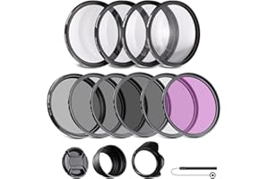 NEEWER 67mm ND/CPL/UV/FLD/Close Up Filter and Lens Accessories Kit with ND2 ND4 ND8, Close Up Filters(+1/+2/+4/+10), Tulip Lens Hood, Collapsible Rubber Lens Hood, Lens Cap, Filter Pouch