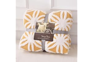 AHERKLL Sherpa Fleece Blanket, Double Sided Soft Warm Thick Winter Throw Blankets, Reversible Cosy Fluffy Snuggly Blanket for Bed Sofa Chairs, Versatile Large Blankets, Yellow, Double(150x200cm)