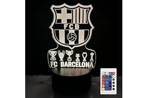 Ezonik Lampara Barcelona, Sextete Barça,Regalo para Niños,Escudo de Fútbol para Niño y Adulto.16 Colores,Luz Led Nocturna,Control Remoto,Lámparas Personalizadas. Iluminación Interior.