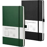 HOMEMARS A5 Notebook, White, 200 Pages, 100 g/m Journal, Sketchbook a5, A5 Notebook, Journal, Green Black, Premium Thick Pape