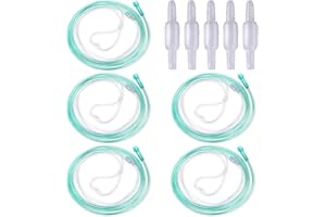 YUZHEDM 5 Canules Nasales à Oxygène, Canule silicone, Coussinets Nasaux Confortables - Contient 5 tubes Nasaux de 2m pour Adultes et 5 Connecteurs Rotatifs pour Tuyaux Souples et Résistants aux Torsi