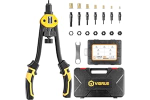 VIGRUE Nietmutternzange Nietmuttern set | 200 tlg Gewindehülsen Set | UNIVERSELL passend für Nietzange | 7 Austauschbare Nietdorne und Tragetasche Dorne in M3 M4 M5 M6 M8 M10 M12 Gewinde Nuss Nieten