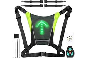 BILIPLE Gilet de Cyclisme à LED,Gilet de Cyclisme réfléchissant Clignotant LED avec Indicateur de Direction Rechargeable USB Gilet Velo Clignotant pour l'avertissement de Nuit à Vélo