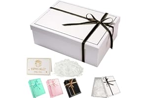 TAIXING 2025 New Gift Box, Textured Gift Boxes for Presents with Ribbon Shred Raffia Greeting Card, 25x18x8.5 cm Gift Boxes with Lids for Valentines Day Christmas Birthdays Anniversaries