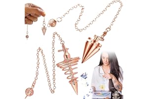 Benaton 2 Stück Esoterik Pendel, Schmuck kupfer Pendel, Wahrsagung Heilung Reiki Pendel Kette, mit Kette Esoterik Radiästhesie Kegel Pendulum, Metall Pendel Spirituelle Spitze Pendel(Roségold)