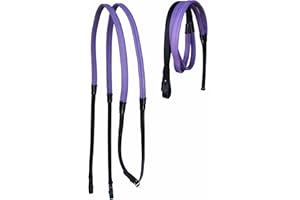 CHALLENGER 54" Horse English Black Leather Rubber Grip Schooling Training Reins 805LR23