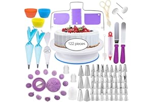 XINGGANG Bandeja giratoria para tartas, 122 unidades, kit de pastelería, bandeja giratoria profesional, utensilios de cocina, ideal para principiantes y usuarios profesionales