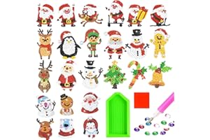 LGZIN 24 Stück Diamond Painting Weihnachten Kinder, 5D DIY Aufkleber Weihnachten Kinder, Weihnachten Diamant Aufkleber Kit für Kinder und Erwachsene Anfänger, Weihnachten Geschenk für Jungen Mädchen