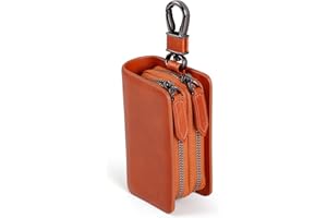 VISOUL Estuches de Llave Coche del Cuero Genuino, Estilo Vendimia Llavero para Cocheen Piel Estuches de Cuero Portátiles para Llaves con Doble Cremallera Bolsa Llaves para Hombres Mujeres