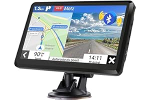 NAVRUF GPS Bluetooth Navigatore Satellitare per Auto, 7 Pollici 2023 Navigatore Satellitare per Camion con Bluetooth, Avviso Traffico Vocale, Aggiornamenti Gratuiti Delle Europa Mappa a vita