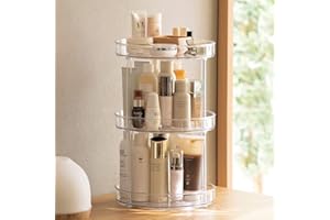 ROWNYEON Skincare Organisers Spinning Cosmetic Organiser Rotating Makeup Organiser Bathroom Counter Organiser Perfume Organiser Toiletry Organiser Storage,3 Tier(9.25")