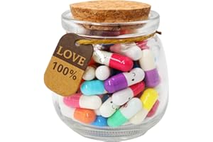 Prounion Capsule Letters Message in a Glass Bottle, 50PCS Cute Capsule Note Messages Pills for Boyfriend/Girlfriend, Love Capsule Letter Message for Anniversary Birthday Valentines Mother's Day