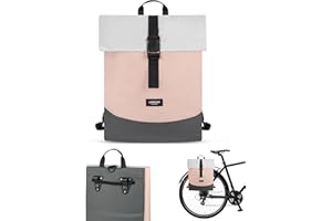 LARKSON Sacoche Vélo Gris Rose - Tammo Bike - Sac à Dos Multifonctionnel 2 en 1 & Sacoche Arrière Bicyclette - Hydrofuge