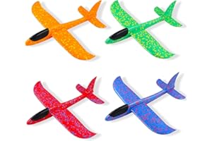 AGAKY Aliante Schiuma per Bambini,4 Pezzi Aerei Alianti in Volo 37cm Aerei di Polistirolo Grandi All'aperto Lancio Manuale Aerei da Aliante Giocattoli,Regali per Ragazzi e Ragazze