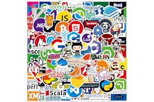 AUCEKO 100Pcs Programmieraufkleber,IT-Logo,Linux,C ++,Python,Laptop Aufkleber für Entwickler Graffiti-Aufkleber für Geeks,Ingenieure, Hacker,Geeks,Coder